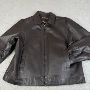 Vintage St Johns Bay Leather Jacket Mens XL Bomber Moto Quilted Liner Full Zip